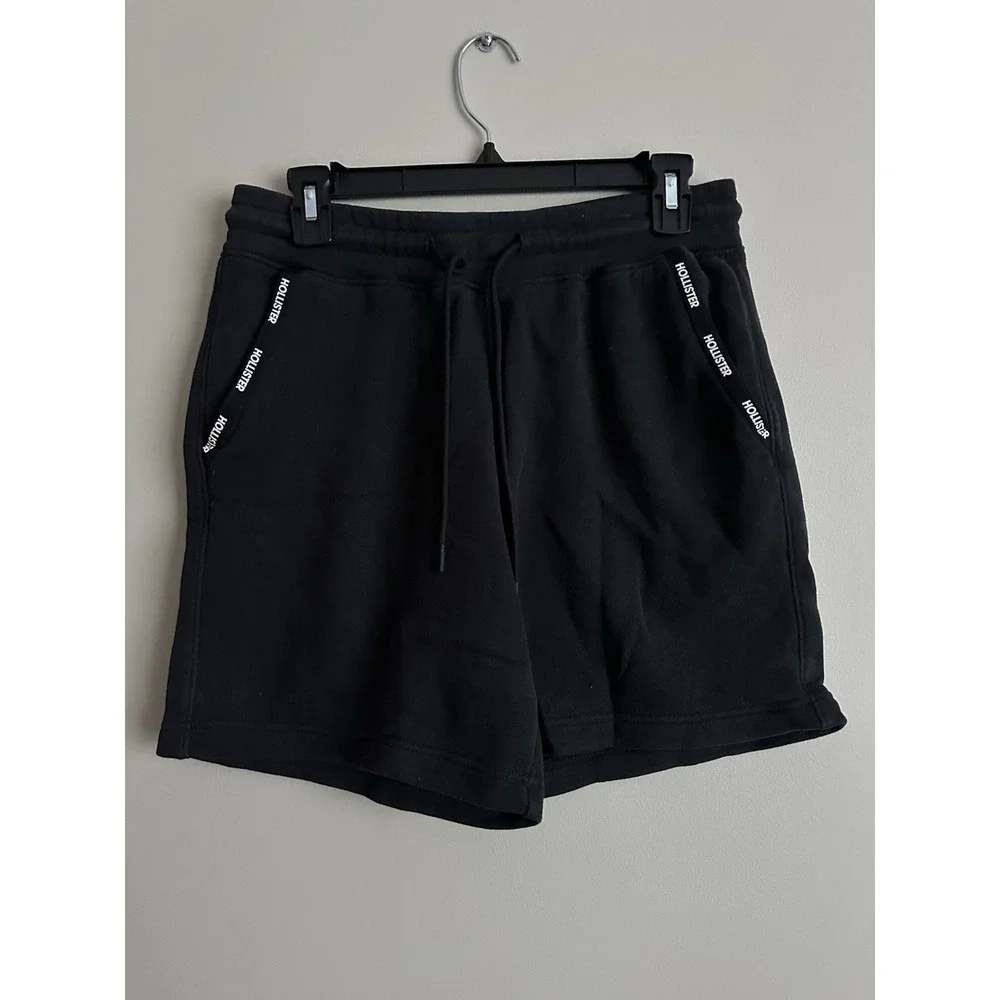 HOLLISTER Men's Black Drawstring‎ Sweatshorts with Branded Pockets; Size xS